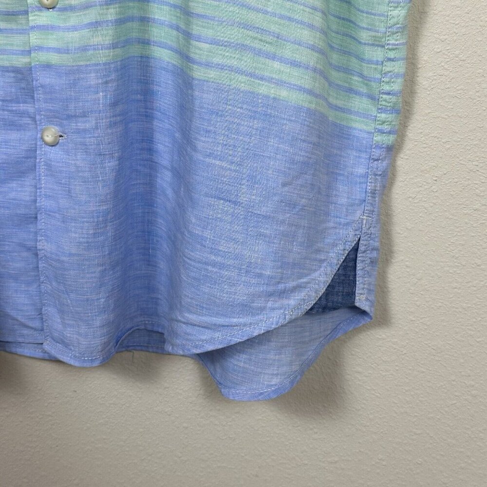 Tommy Bahama LINEN BLEND Mens Size Large Short Sleeve Button Up Shirt Striped - Picture 5 of 10